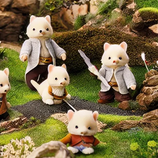 Image similar to lord of the rings calico critters in the shire