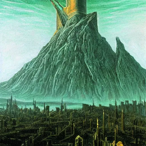 Prompt: minas morgul detailed oil on canvas in the style of Caspar david Friedrich,