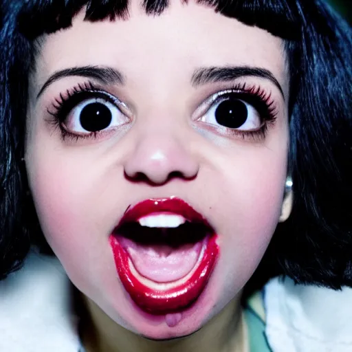 Prompt: melanie martinez, a still of an horror movie