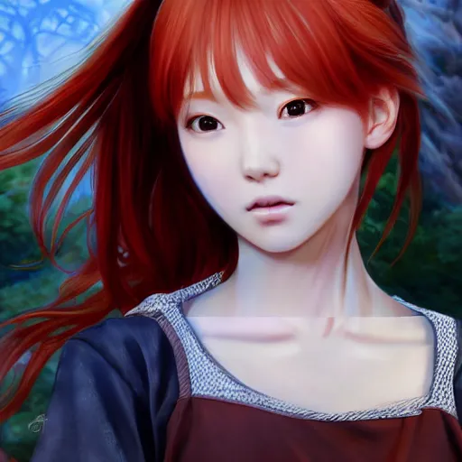 Prompt: ultra-detailed, HD semirealistic anime CG concept art digital painting of a redhead close-up Japanese schoolgirl, by a Chinese artist at ArtStation, by Huang Guangjian, Fenghua Zhong, Ruan Jia, Xin Jin and Wei Chang. Realistic artwork of a Chinese videogame, gentle an harmonic colors.