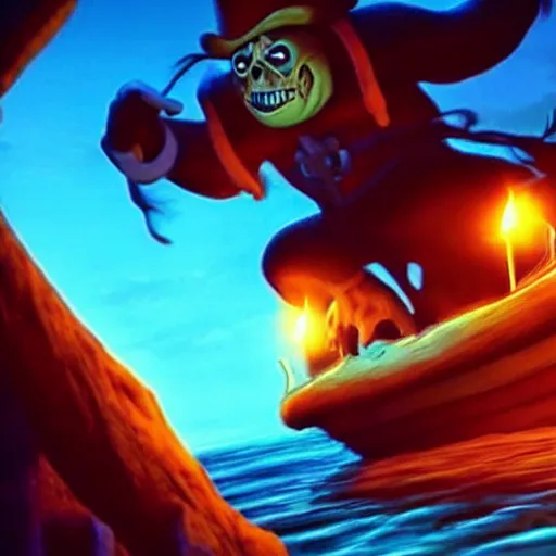 Image similar to stunning awe inspiring the ghost pirate lechuck from the secret of monkey island, movie still 8 k hdr atmospheric lighting