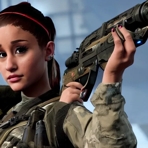 Image similar to Ariana Grande in Call of Duty, 4k