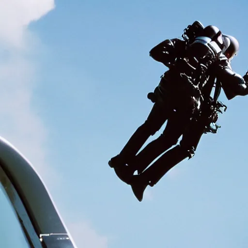 Prompt: photo of tom cruise using a jet pack, 8 0 0 t, 3 5 mm, full - hd