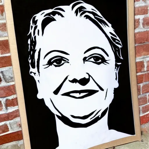 Image similar to individual furry liz truss silk screen portrait banksy style