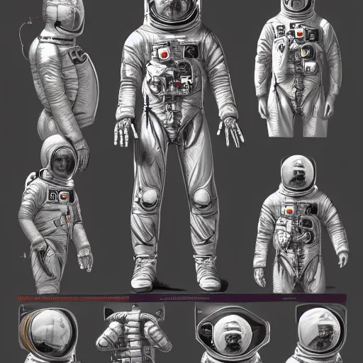 Image similar to anatomy of a astronaut, da vinci notes, ultradetailed, anatomy study, artstation