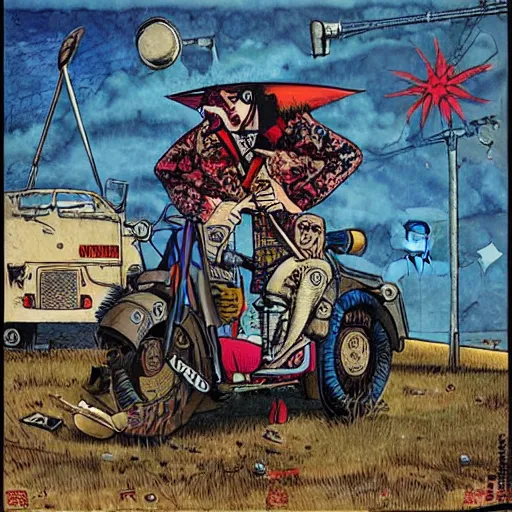 Prompt: punk album cover, psychedelic, enki bilal