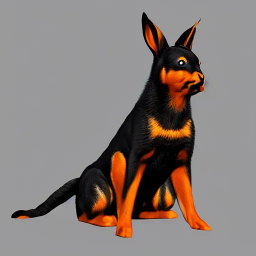 Prompt: Rottweiler rabbit hybrid, trending on artstation concept