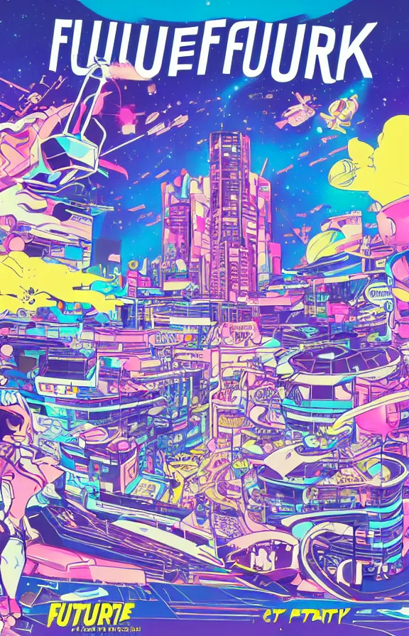 Image similar to future funk space city