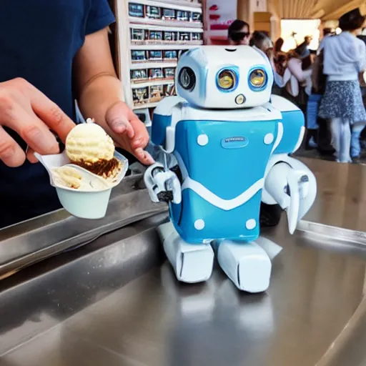 Prompt: robot serving ice cream.