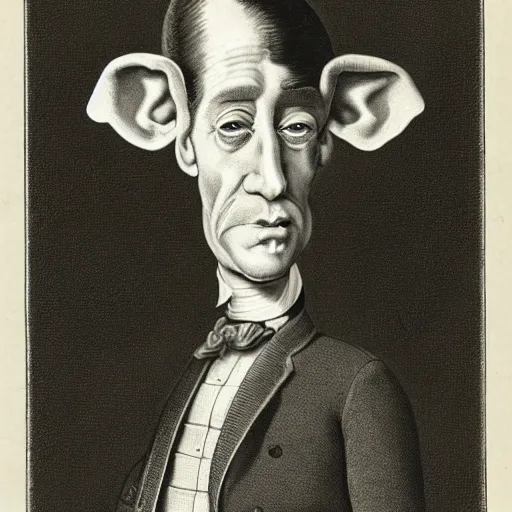 Image similar to A caricature of a man with big ears