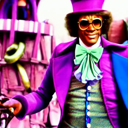 Prompt: Samual Jackson as Willy Wonka, 4k, cinematic