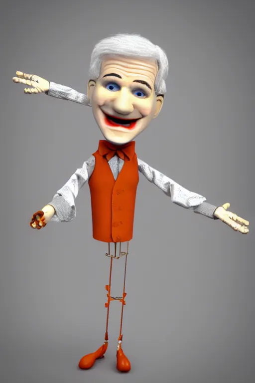 Image similar to Steve Martin as a marionette, 3d rendered style