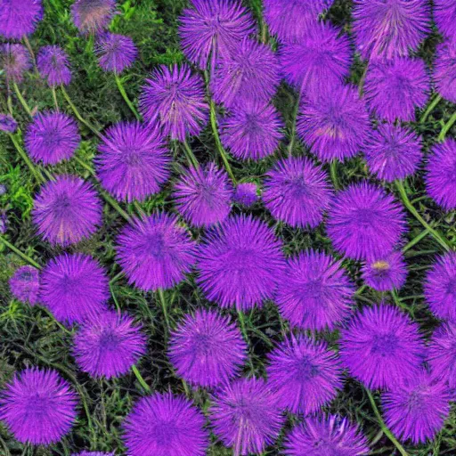 Prompt: ultraviolet spectrum closeup photo of dandelions, Baader U Venus filter, ultraviolet photography