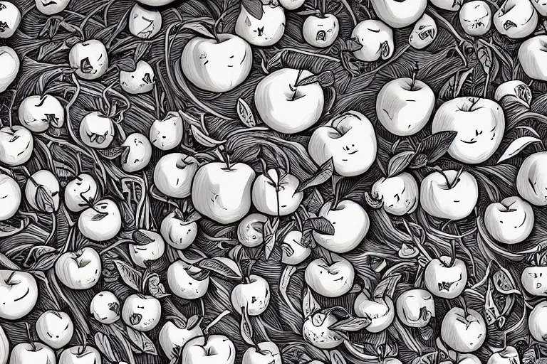 Prompt: futuristic apples, extremely detailed, defined lines, sharp focus, wide view, full body shot, smooth, digital illustration, by james jean, by rossdraws, frank franzzeta, mcbess, sakimichan