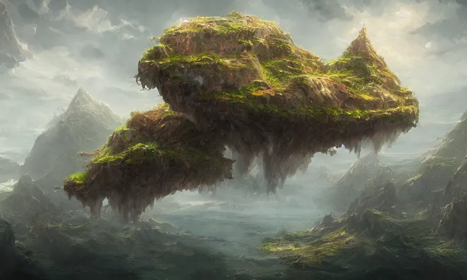 Image similar to floating islands, digital art, concept art, fantasy art, highly detailed, hd wallpaper, artstation, deviantart, behance