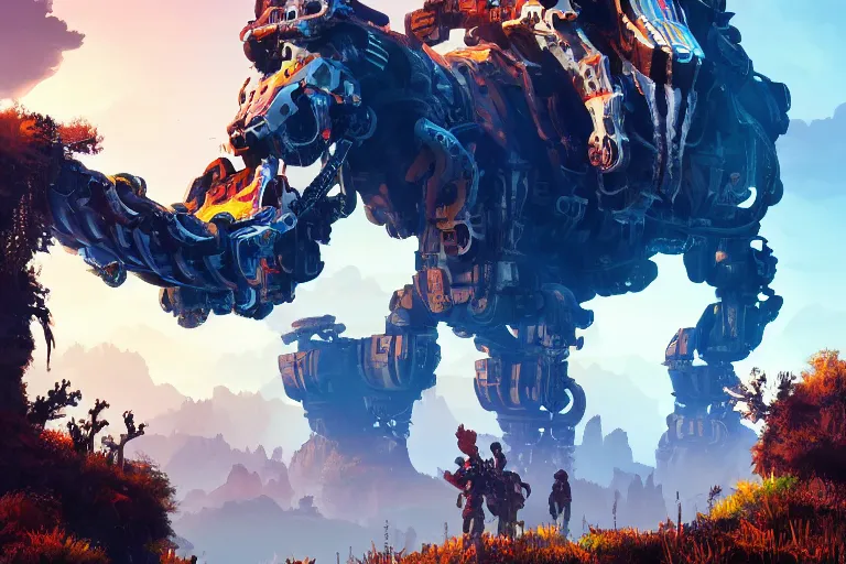 Image similar to tideripper machine mecanical creature robot of horizon forbidden west horizon zero dawn bioluminiscence global illumination ray tracing hdr fanart arstation by ian pesty and alena aenami artworks in 4 k