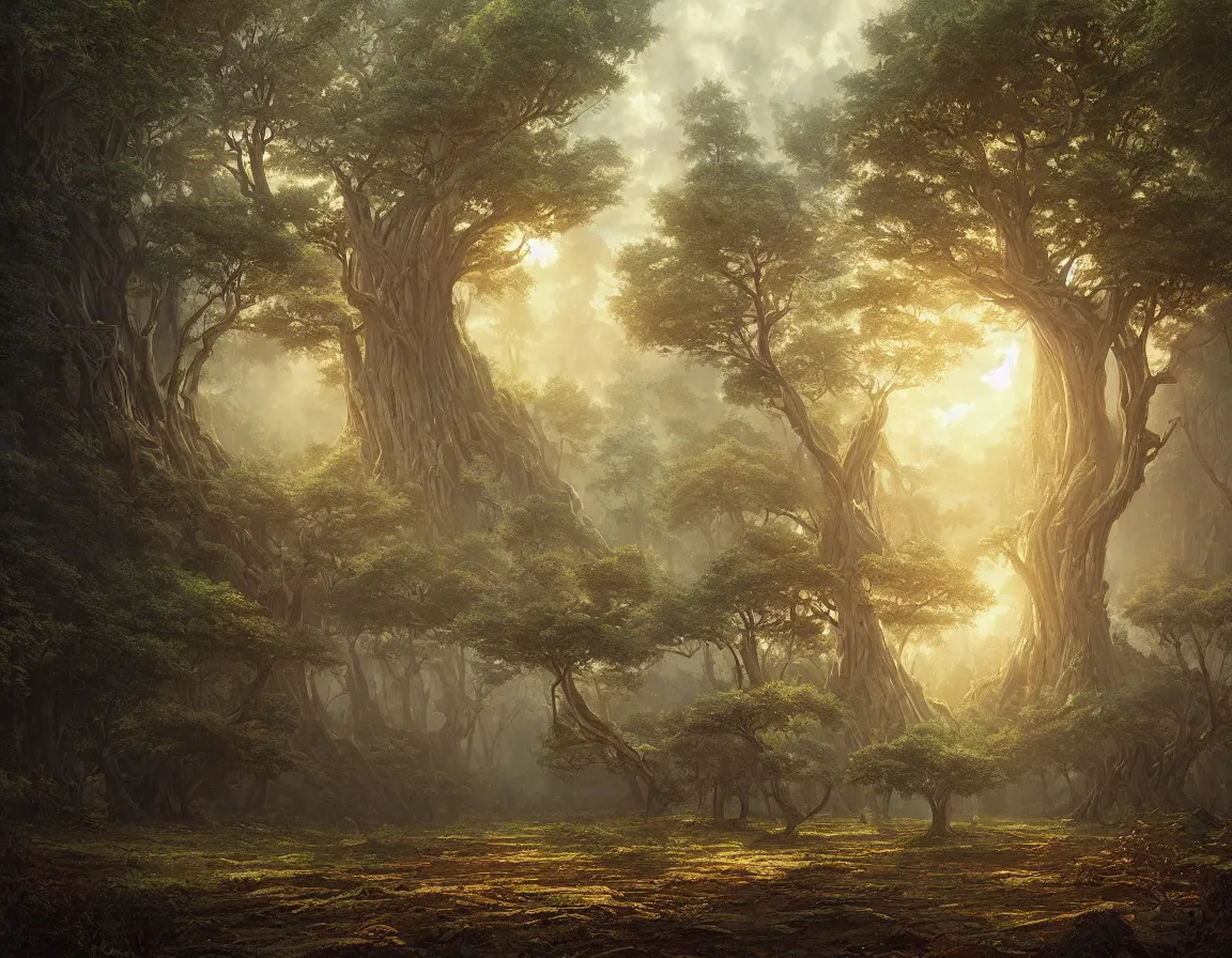 Image similar to hyper realistic detailed matte painting of tree of knowledge, hd, hdr, by moebius and john howe and albert bierstadt and alena aenami, ultra detailed, high resolution