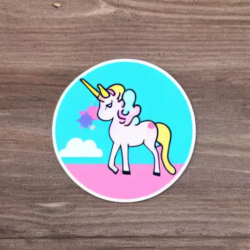 Image similar to cute unicorn sticker for kids