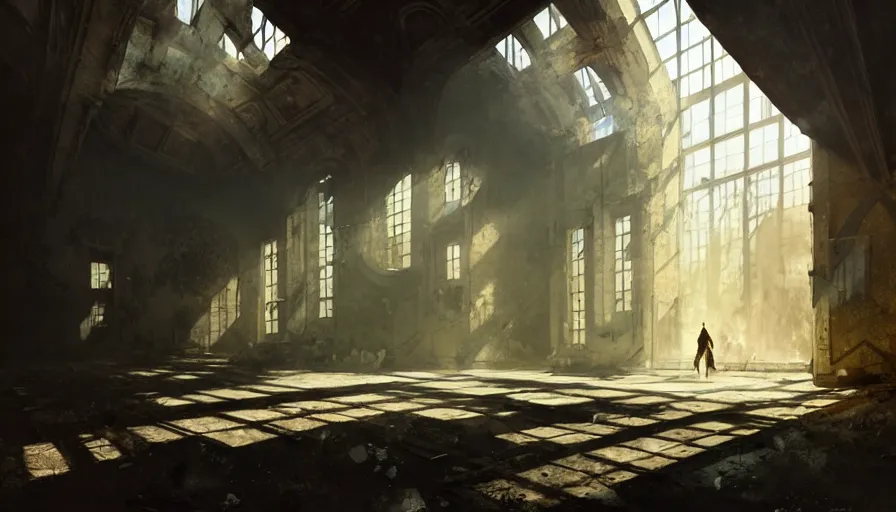 Image similar to high tech nomands exploring abandoned laboratory from xxiii century, light, shadows, reflections, steam, epic composition, intricate, elegant, volumetric lighting, digital painting, highly detailed, artstation, sharp focus, illustration, concept art, ruan jia, steve mccurry