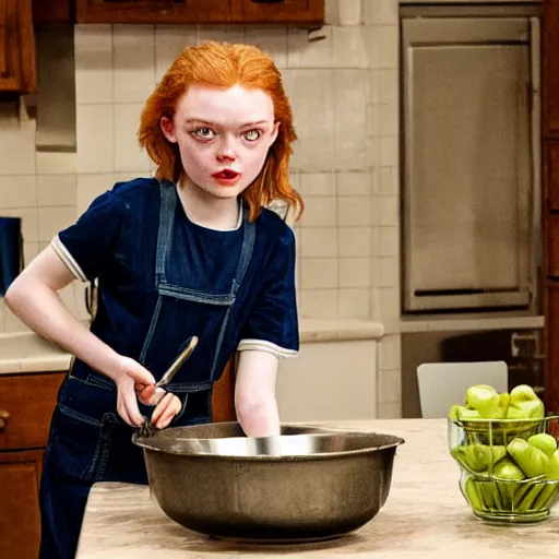 Image similar to sadie sink face popping out of a kitchen sink