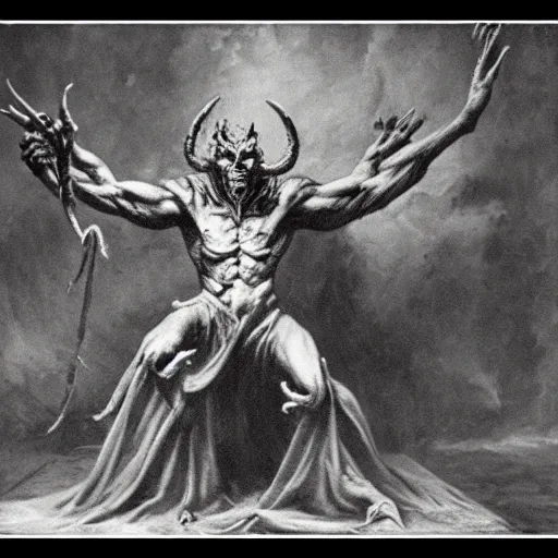 Image similar to old black and white photo of a demon, highly detailed