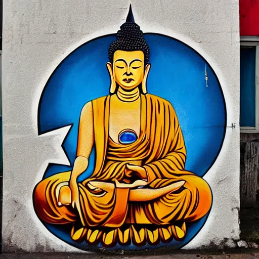 Image similar to street art hip hop buddha