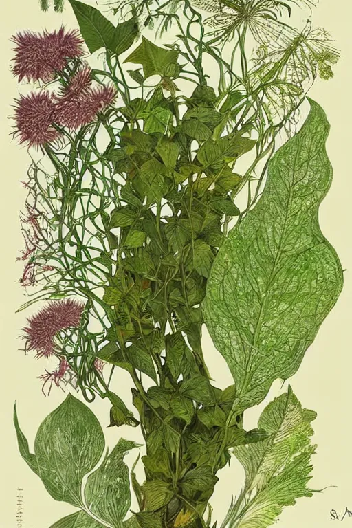 Image similar to herbarium page, highly detailed, fantasy plants, by denis sarazhin, victo ngai