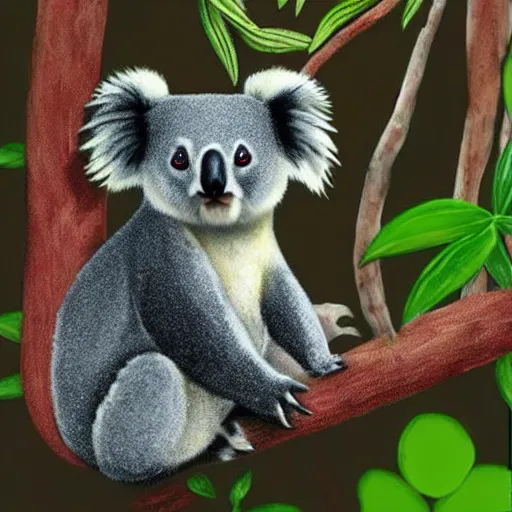 Image similar to a koala with the colors of a panda