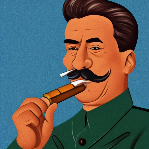 Prompt: portrait of josef stalin smoking a cigar and wearing sunglasses, hd, studio light, cartoony style