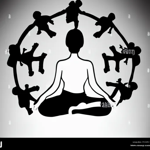 Image similar to black and white corporate logo female silhouette yoga pose