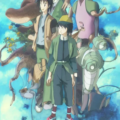 Image similar to anime, sharp focus, breath taking beautiful, Aesthetically pleasing, newts, happy, funny, silly digital concept art by Hayao Miyazaki and Akira Toriyama and Makoto Shinkai and Studio Ghibli, fine art, official media, anime key visual, high definition, illustration, ambient lighting, HDR, HD, 8K, award winning, trending, featured, masterful, dynamic, energetic, lively, elegant, intricate, complex, highly detailed, Richly textured, Richly Colored, masterpiece.