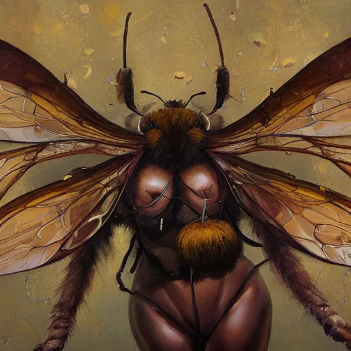 Prompt: incredible monster bee by stanley artgerm lau, wlop, rossdraws, james jean, andrei riabovitchev, yoshitaka amano. background by james jean and gustav klimt, light by julie belltrending on artstation