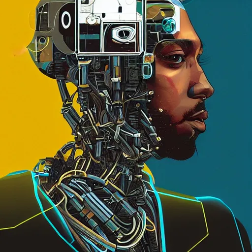 Prompt: a portrait of kawhi leonard as an android robot in a scenic environment by conrad roset, hyperdetailed, cyberpunk, cool, cybernetically enhanced, trending on artstation