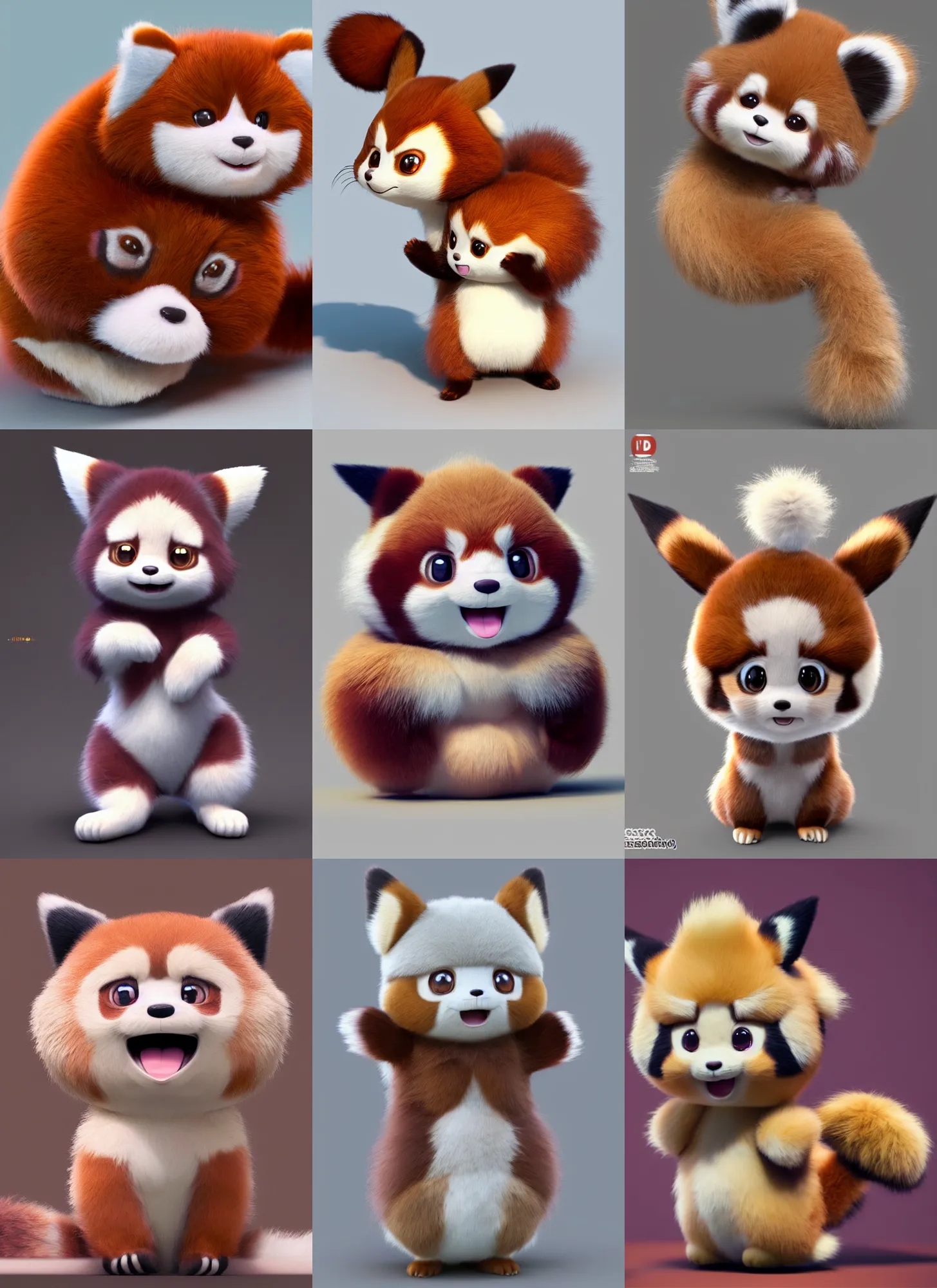 Prompt: high quality 3 d render cartoon very cute muted color fluffy! red panda, highly detailed, vray smooth, in the style of detective pikachu, hannah yata charlie immer, soft indoor light, low angle, uhd 8 k, sharp focus