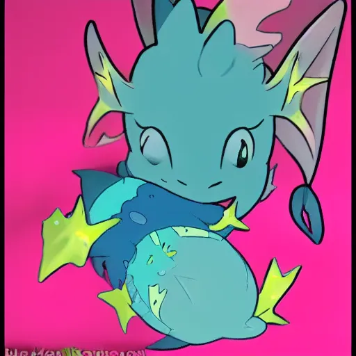 Image similar to Vaporeon sleeping, Vaporeon if pink coloured