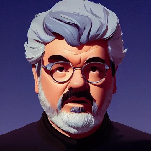 Image similar to face icon stylized minimalist george lucas, loftis, cory behance hd by jesper ejsing, by rhads, makoto shinkai and lois van baarle, ilya kuvshinov, rossdraws global illumination