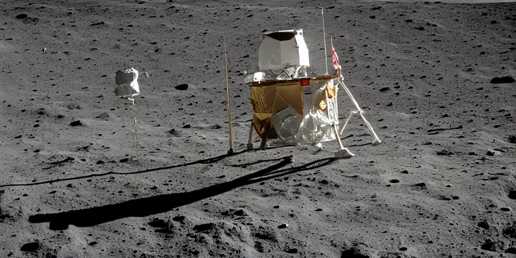 Prompt: lunar lander photos by alan bean