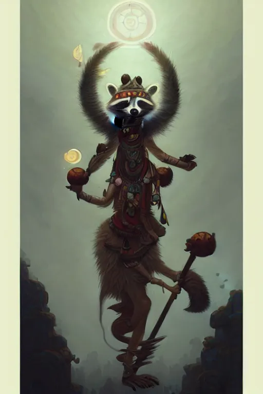 Image similar to The Raccoon Shaman God, by Peter Mohrbacher and Andreas Rocha