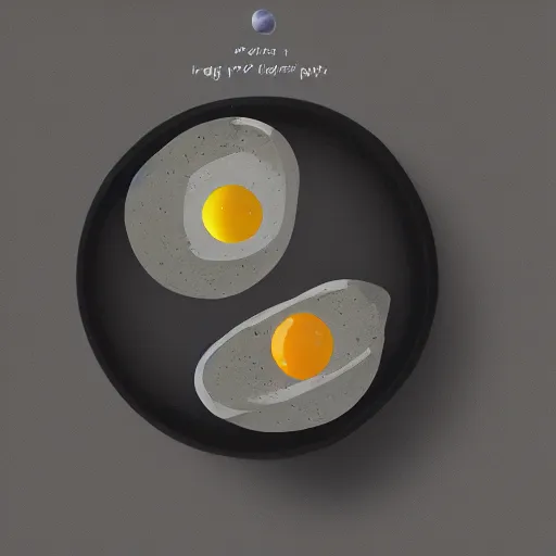 Prompt: an egg fried on a pan, the moon replaces the yolk, digital art, trending on artstation