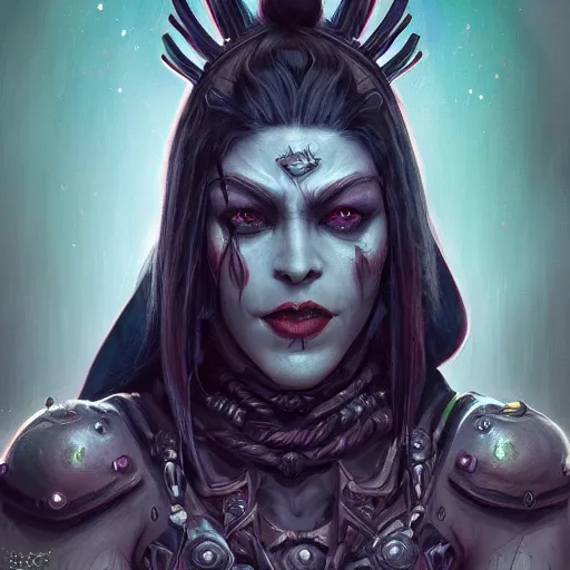 Prompt: Ultrarealistic illustration garona hellscream, warcraft, portrait, cyberpunk, sci-fi fantasy,intricate,elegant,highly detailed, digital painting, artstation, concept art,