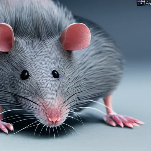 Image similar to the most detailed rat you've ever seen, 4 k, ultra real, 3 d, uhd, nvidia ray tracing, photorealism, crisp, macro lense, e 3 demo,