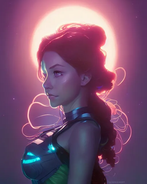 Image similar to highly detailed portrait of starfire, stephen bliss, unreal engine, greg rutkowski, loish, rhads, beeple, makoto shinkai and lois van baarle, ilya kuvshinov, rossdraws, tom bagshaw, alphonse mucha, global illumination, detailed and intricate environment