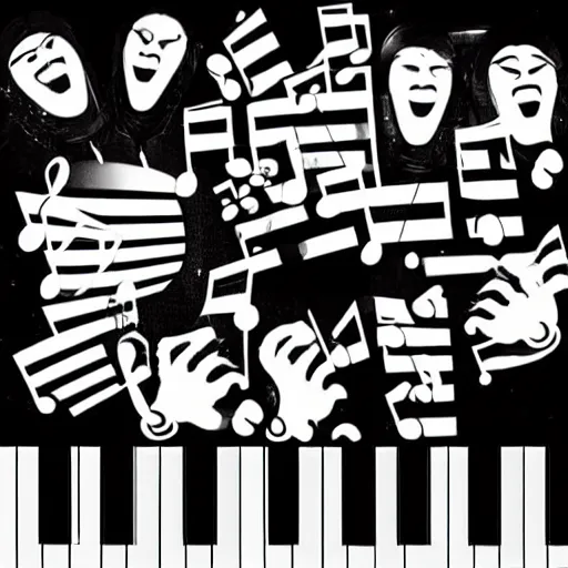 Prompt: musical nightmare, black and white