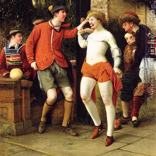 Image similar to drunk English football fans by Edward Poynter