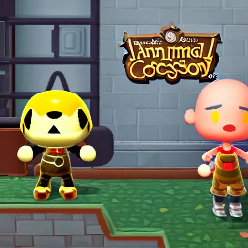 Prompt: doom guy in animal crossing