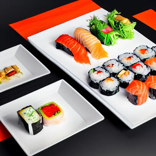 Image similar to fusion sushi menu,promotional,studio lighting,high quality