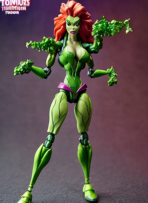 Image similar to Transformers Poison Ivy action figure from Transformers: Kingdom, symmetrical details, by Hasbro, Takaratomy, Don Bluth, tfwiki.net photography, product photography, official media