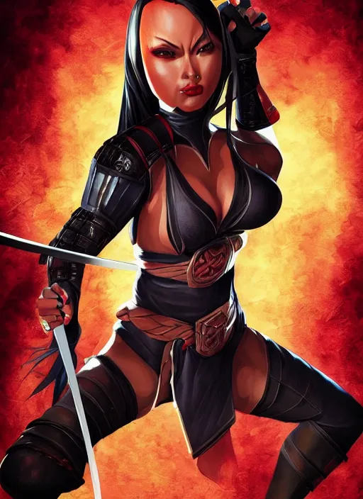 Image similar to katana from mortal kombat, drawn by artgerm, studio quality