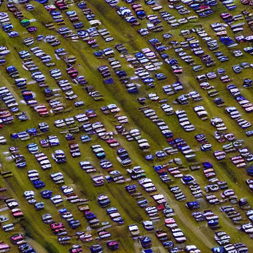 Prompt: Beatiful Fuzzy Photograph of an infinite infinite infinite parking lot, Long shot, full shot, wide shot, low angle,wide angle lens