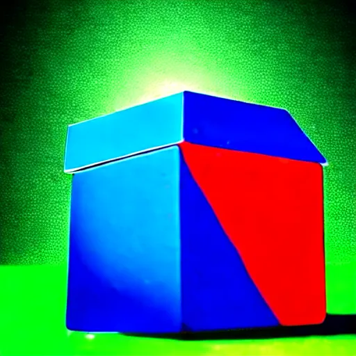 Image similar to a blue cube on top of a red cube on top of a green cube